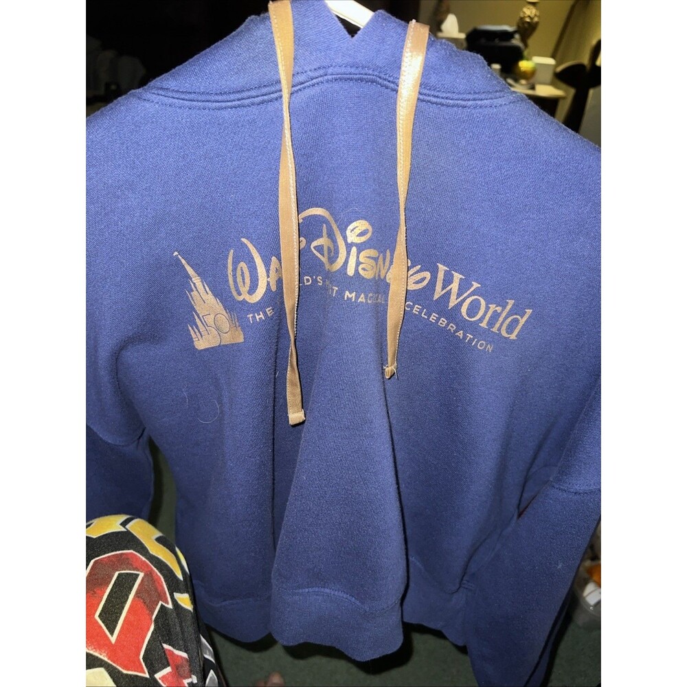 Crop Hoodie Walt Disney World 50th Anniversary Navy Castle  Womens  XS